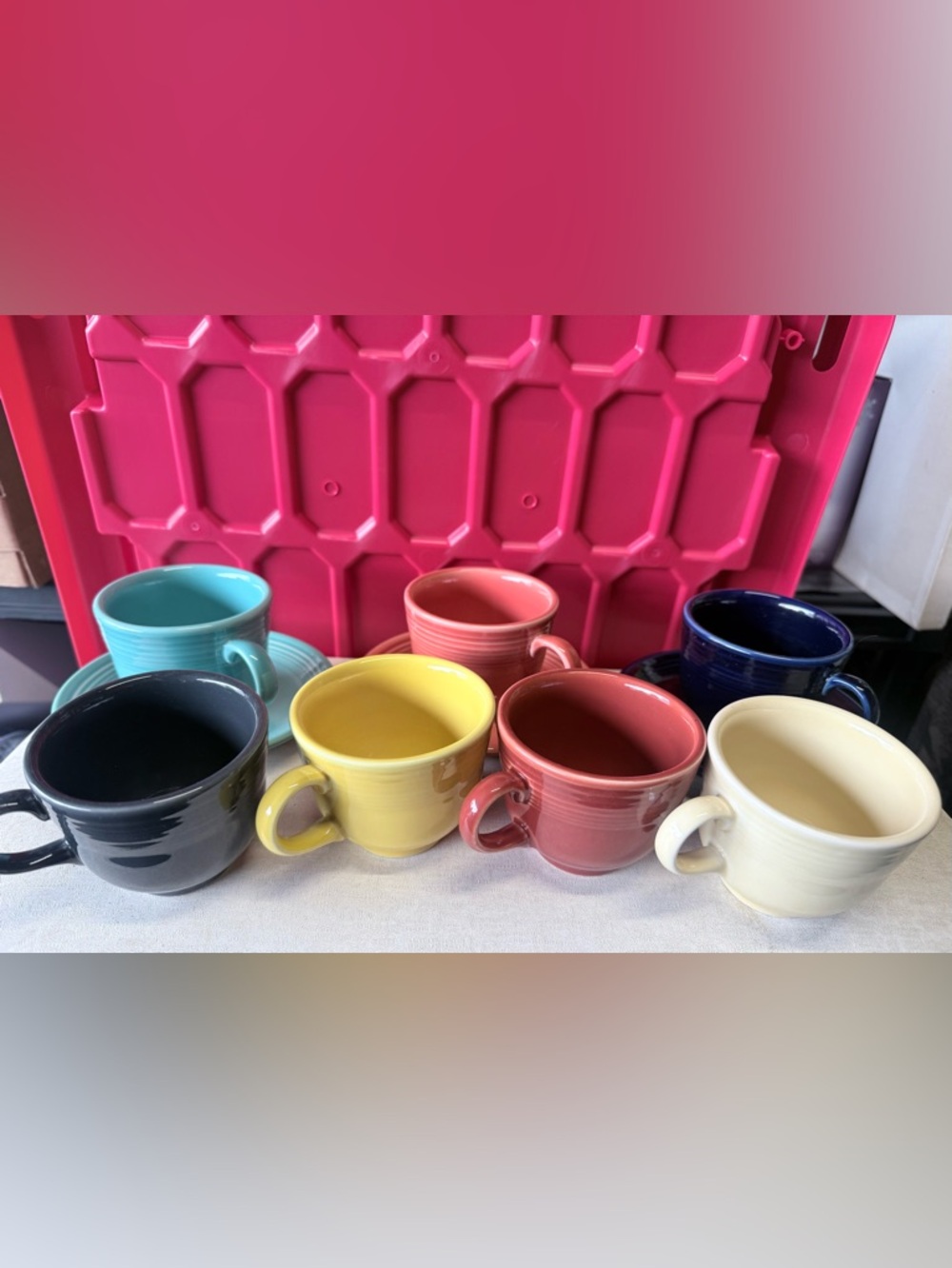 VTG Set Of 3 Fiestaware Homer Laughlin CUPS W/ Saucers +4 Cps 1 Saucer